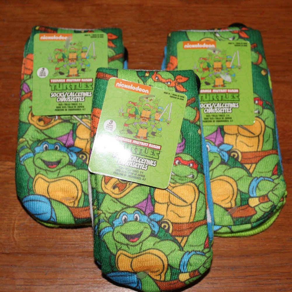 NWT NICkelodeon TMNT Socks Toddler Boys Lot 3 9 pr. tot. Sz.2-4